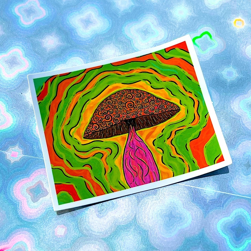 Trippy Magic Mushroom Shrooms Nature Art Accent Decor Single Waterproof Sticker